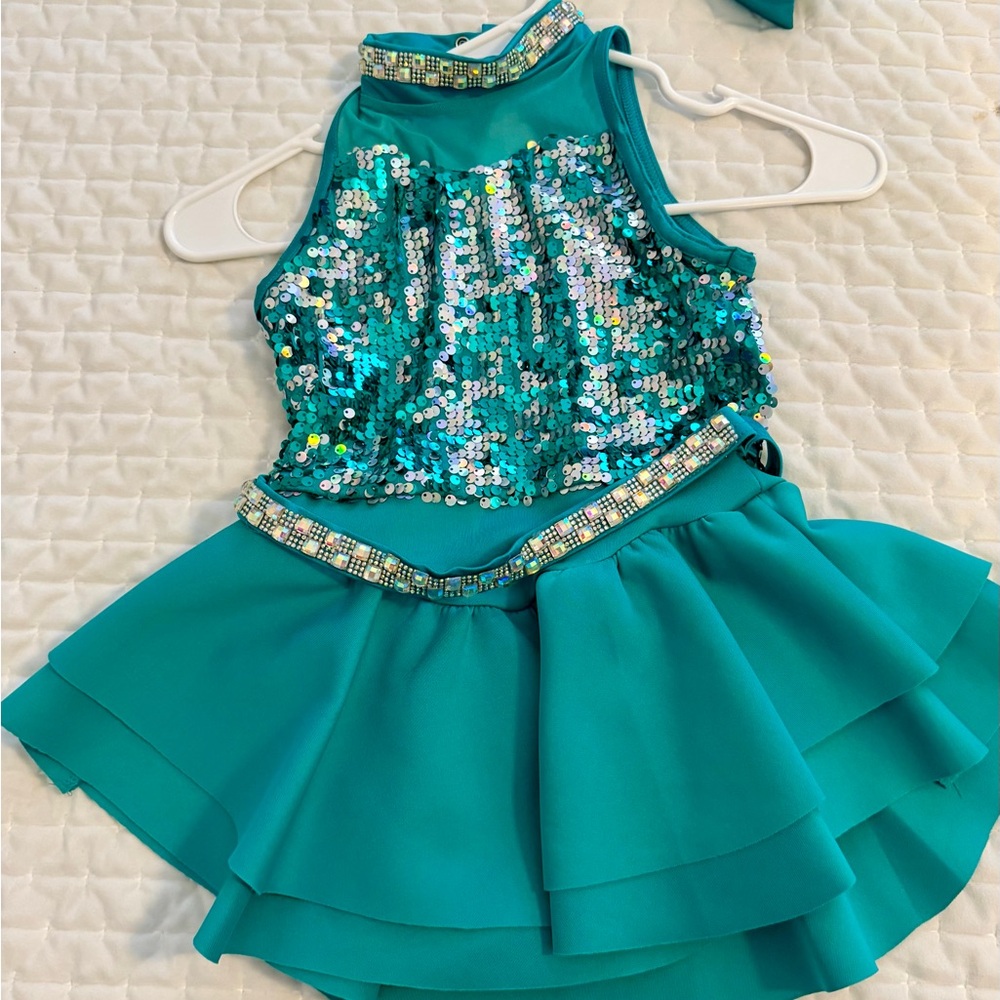 Weissman Girls Teal Sequin Dance Costume